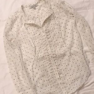 White Polka Dot Chiffon Blouse
